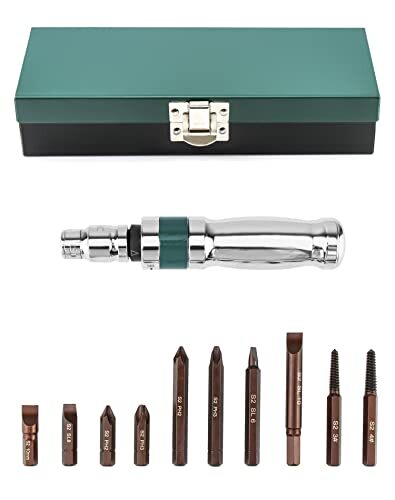 QWORK Set di Cacciaviti a Percussione, Cacciaviti Manuale a Impatto + (I5H)