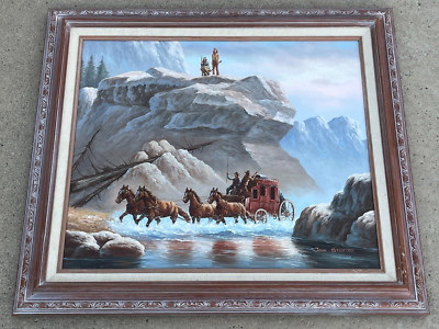 Original JOHN STANFORD (20/21st Century) ''Western Landscape'' Oil Painting/Canvas