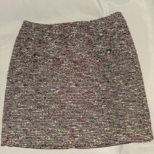 LOFT Variagated Tweed/ Boucle knit, lined, A line Mini Skirt. Size 4P