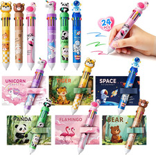 24 Pcs Party Favor 10-In-1 Multicolor Animal Retractable Ballpoint Pens Bulk wit