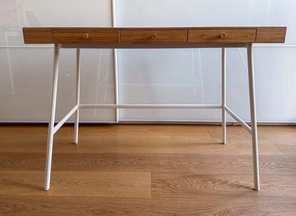 IKEA Schreibtisch Birke und Weiss mit 3 Schubladen 102x49x73 cm