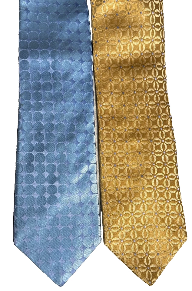 Juego de 2 Corbatas Ike Behar Azul y Dorado 4" Ancho GR2801 Foto 2 de 4
