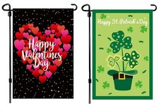2 Pack Valentine Day Garden Flag St Patricks Day Garden Flag Double Sided 12x18