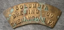 Columbia Brewing Company Shenandoah PA Heavy Brass Plate - Appr 7 inches