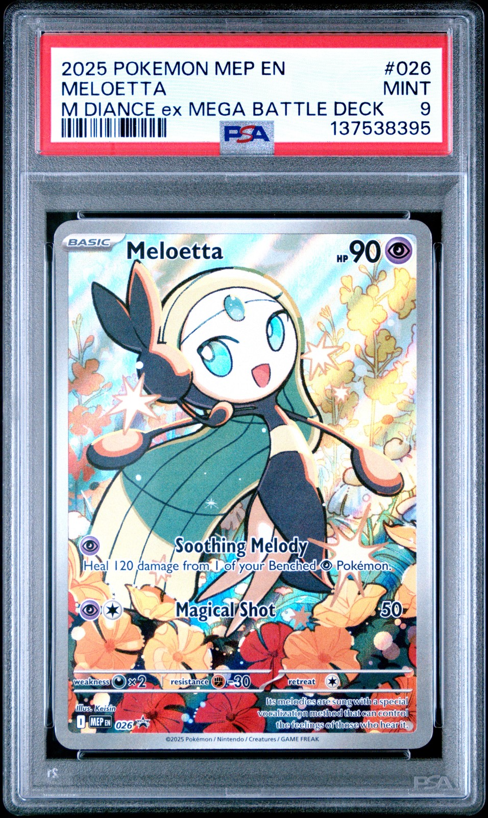 2025 POKEMON MEP EN-ME BLACK STAR PROMO #026 MELOETTA PSA 9
