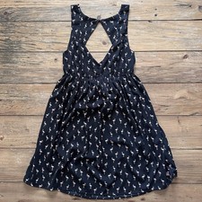 Roxy Flamingo Print Cutout Mini Dress L Tropical Vacation Beach Resort Cruise