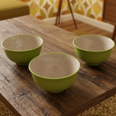 Jameson & Tailor Lime Green Cereal Bowls, Set of 3, Vintage Boutique Kitchenware