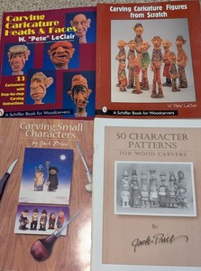 Woodcarving Books by Pete LeClair, Jack Price, Harold L. Enlow Caricatures