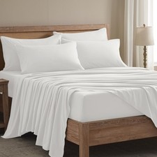 Queen Sheet Set 6Piece Breathable Cooling Hotel Luxury 16 Inch Deep Pocket White
