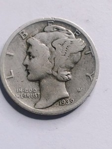 1939 Mercury (Winged Liberty Head) Dime 10C Silver .900 Business, Phila