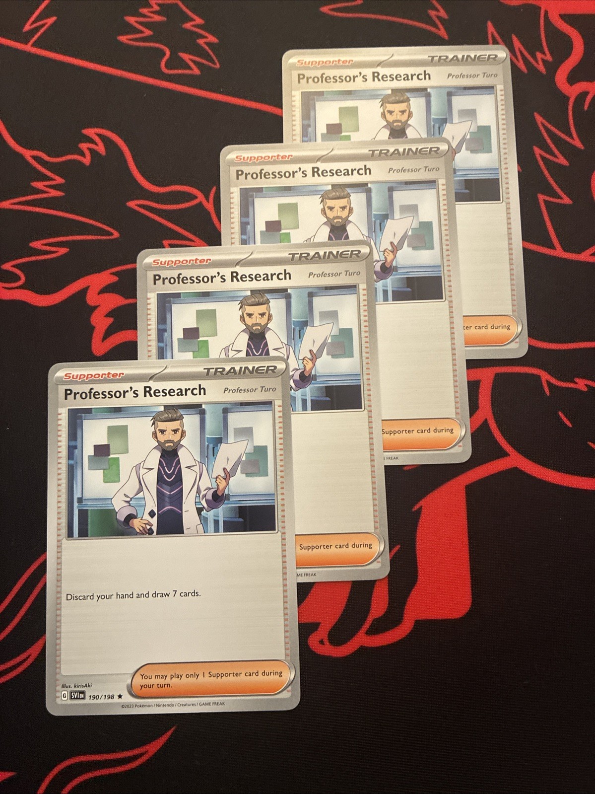 4x Professor's Research- Professor Turo 190/198 Playset - Pokemon TCG