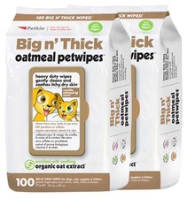 Petkin Pet Wipes for Dogs and Cats, 200 Large 100 Count Pack of 2