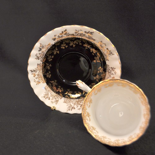 Royal Albert Cup & Saucer Regal Series Montrose Black White w/Gold 1970's-1980's - Picture 8 of 17