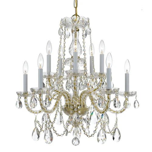 Crystorama Traditional Crystal 26" Brass 10-Light Crystal Chandelier - Picture 4 of 6