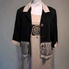 Nina Piccalino Dress & Jacket Linen Blend   Coastal Granny Beach Minimalist Sz 8