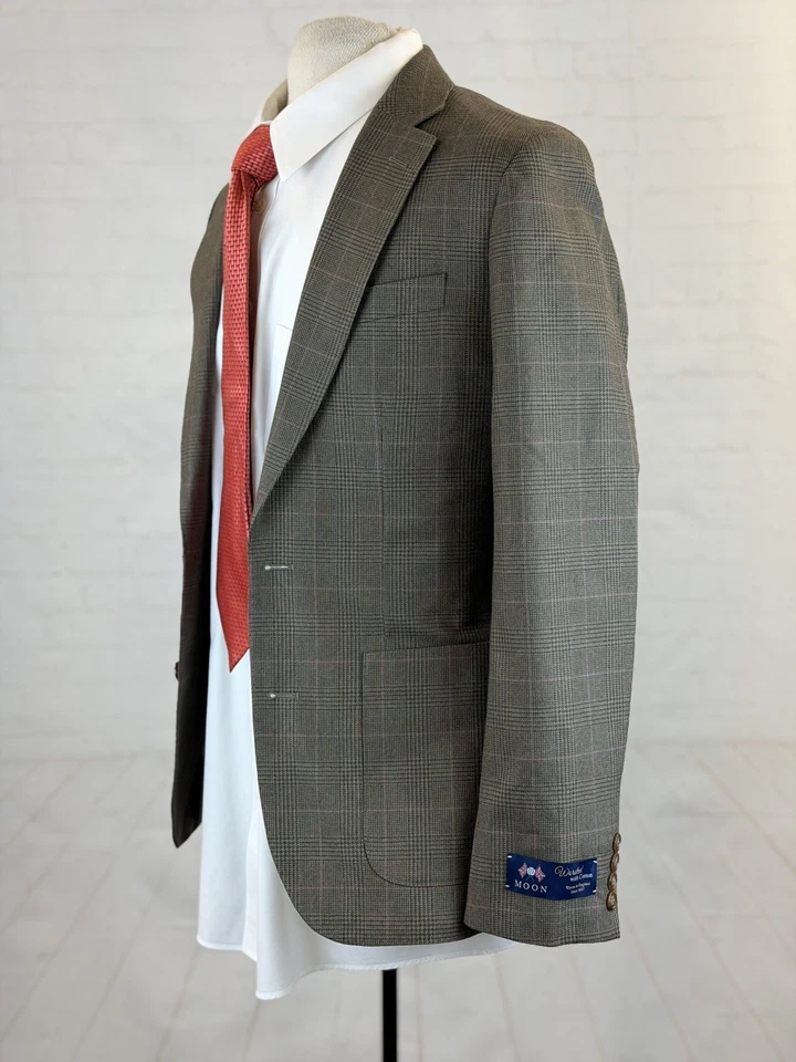 New NWT J. Crew Men's Dark Brown Plaid Cotton Wool Blazer 38R $395 - Image 2 of 4