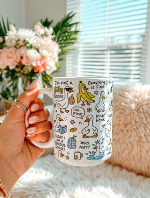 Funny Silly Goose Meme Mug, Sarcastic Farm Animal Coffee Cup Gift