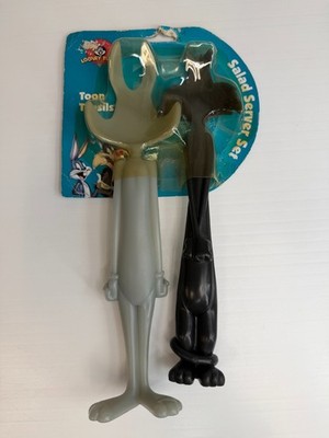 Vintage Bugs Sylvester Salad Server Set Looney Tunes Tensils Collect Party Ni