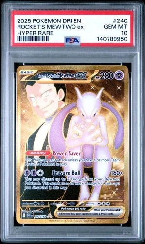 PSA 10   Team Rocket’s Mewtwo Ex   240/182   Destined Rivals   Pokemon