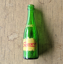 Squirt Vintage Green Glass Soda Advertising Bottle "Switch to Squirt"