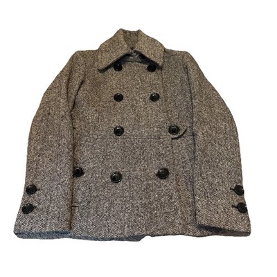ESPRIT Double Breasted Brown Tweed Pea Coat Size Small