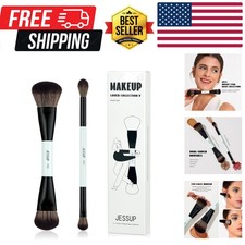 Makeup Brushes 2pcs Double Sided Foundation Brush Contour Brush Dual Ended Ey...