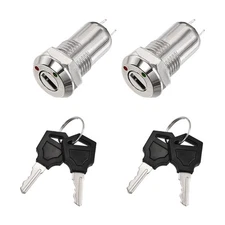 2pcs 12mm 2 Positions Key Locking Push Button Switch With 2 Keys NO-OFF 