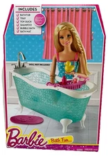Mattel Barbie Clear Blue Claw Foot Tub Bathtub Bath Mat Play Set CFG69 NEW RARE