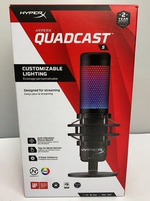 HyperX QuadCast S RGB USB Condenser Gaming Microphone Black PC Mac PS5 PS4 Boxed