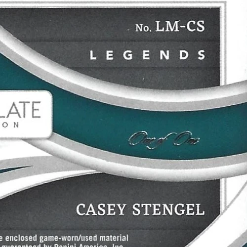 Casey Stengel 2022 Panini Colección Inmaculada Materiales Reliquias Plato 1/1 💲 Foto 2 de 3