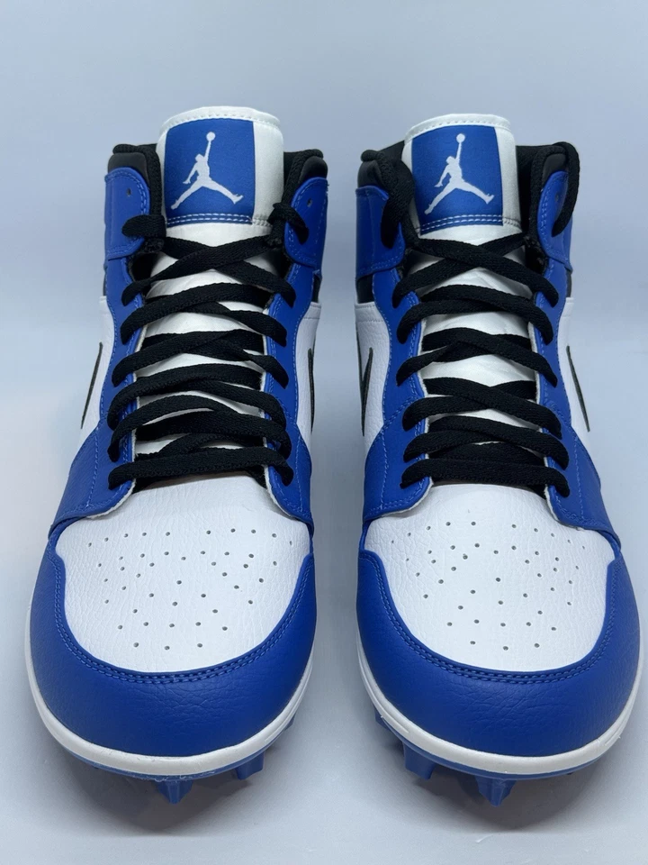 Botines Nike Air Jordan 1 Mid TD blancos negros azules reales para hombre talla 11 FJ6805-104 Foto 2 de 4