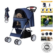 Stylish 4-Wheel Pet Stroller for Medium  Small Dogs - Breathable Mesh Design