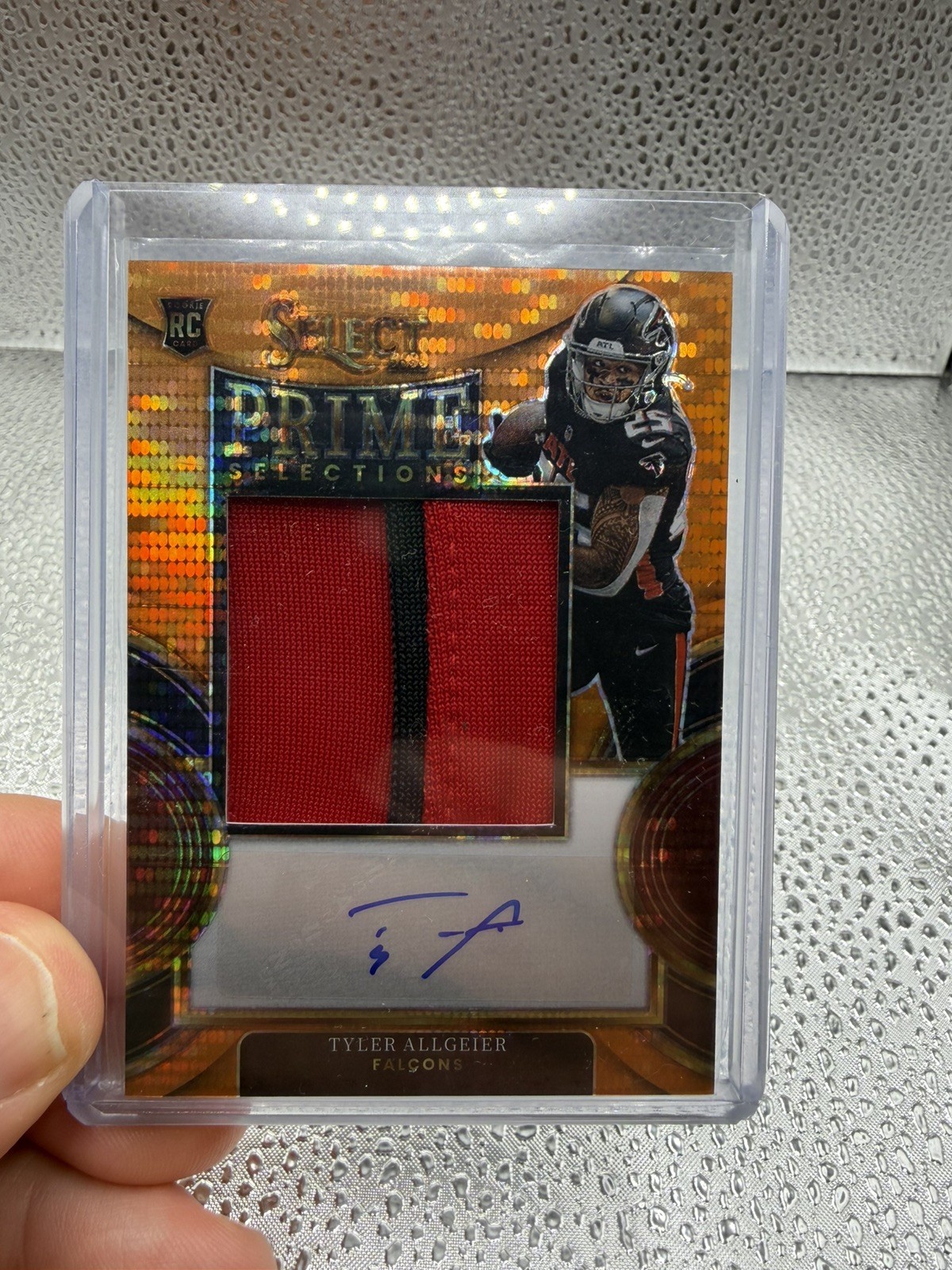 Tyler Allgeier Panini Select Prime Selections Signatures #PSTA Neon Orange Pulsar