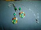VINTAGE AVON SHIMMER EMERALD GREEN CRYSTAL PENDULUM NECKLACE/CRYSTAL EARRINGS — photo 4