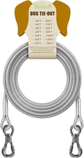 15FT Reflective Tie Out Cable for Dogs Up to 250 Pounds, Steel Wire Lead Leas...