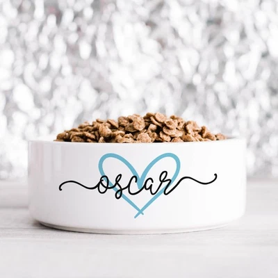 THE GIFTIE COMPANY Personalised Pet Bowl Cat Dog Food Water Deep Ceramic Custom Name Dish 15CM 18CM