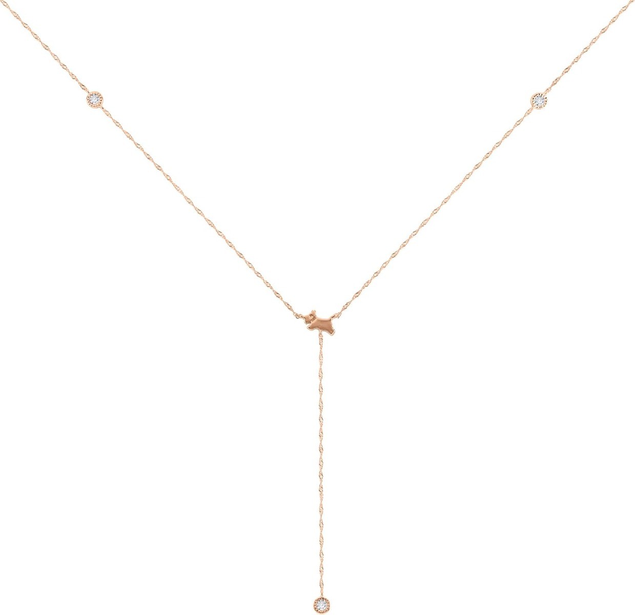 Radley London Rose Gold Plated Stone Set Lariot Jumping Dog Necklace RYJ2394S