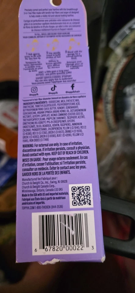 Relleno Toppik Fill Me In Hair Line Black Noir 0,176 oz. Foto 2 de 4