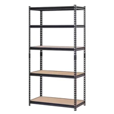 5-Shelf Heavy Duty Adjustable Metal Garage Storage Shelving Unit in Black (36 In