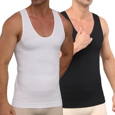 Men Compression Shirt Tummy Control Vest Tank Top Slimming Stretch Undershirts