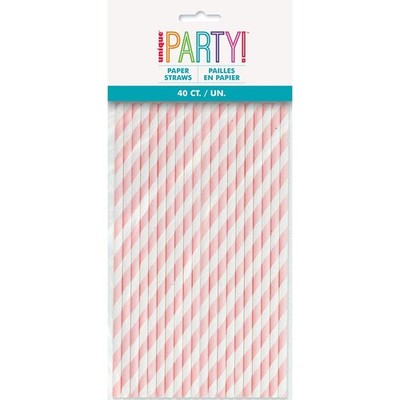 Unique Party Lovely Pink Striped Paper Straws 40 Count Unique Fun Drinking