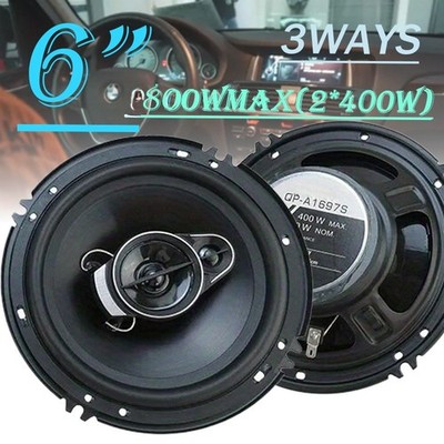 Pair of 6 Inch 3-Way 4-Ohm Coaxial Car Audio Speakers   400 Watts Max Power