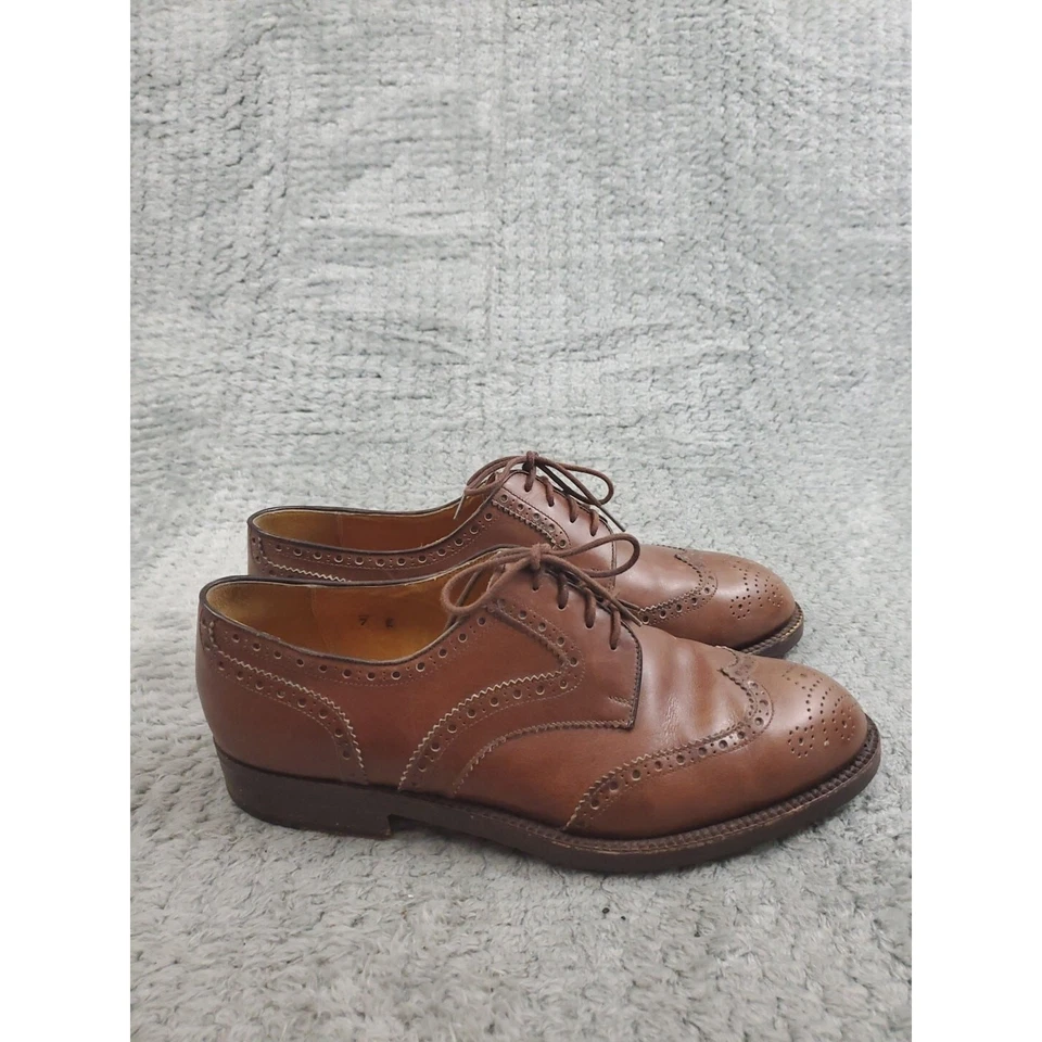 Zapatos de vestir Charles Jourdan 1921 punta de ala para hombre talla 7 E cuero marrón con cordones Foto 4 de 4