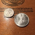 Lot 1993 silver eagle 1 ounce fine silver  and Walking liberty 90% silver half