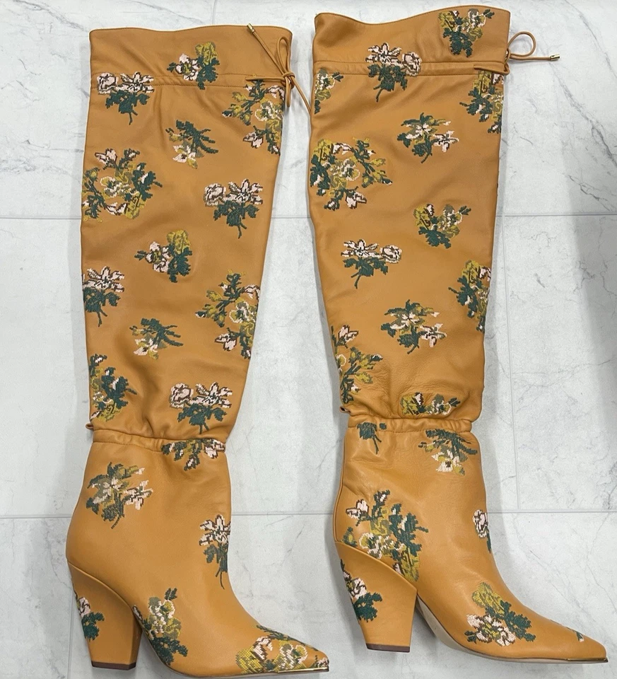 NUEVO EN CAJA Bota Tory Burch Lila Bordada Sobre la Rodilla en Terracota Talla:6.5 Foto 2 de 4