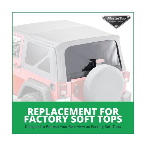 MasterTop Soft Top Rear Replacement Window - Fits Jeep Wrangler JK 2-Door & 4... - Picture 2 of 6