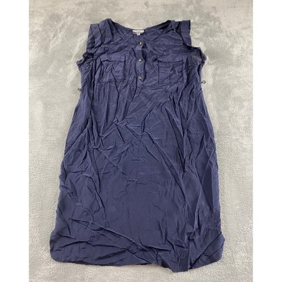 A Pea in the Pod Maternity Dress Womens Medium Navy Blue 100% Silk Sleeveless