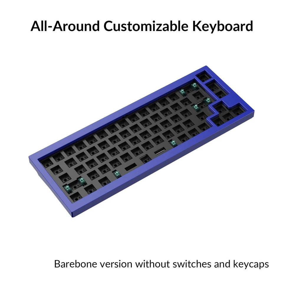 Keychron Q2 Custom Mechanical Keyboard Blue Aluminum Wired Barebone Version 65% - Bild 4 von 4