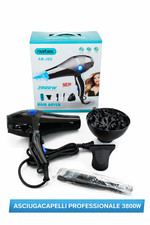 Asciugacapelli Professionale Phon 3800W 4in1 Ioni Diffusore Accessori Pettini