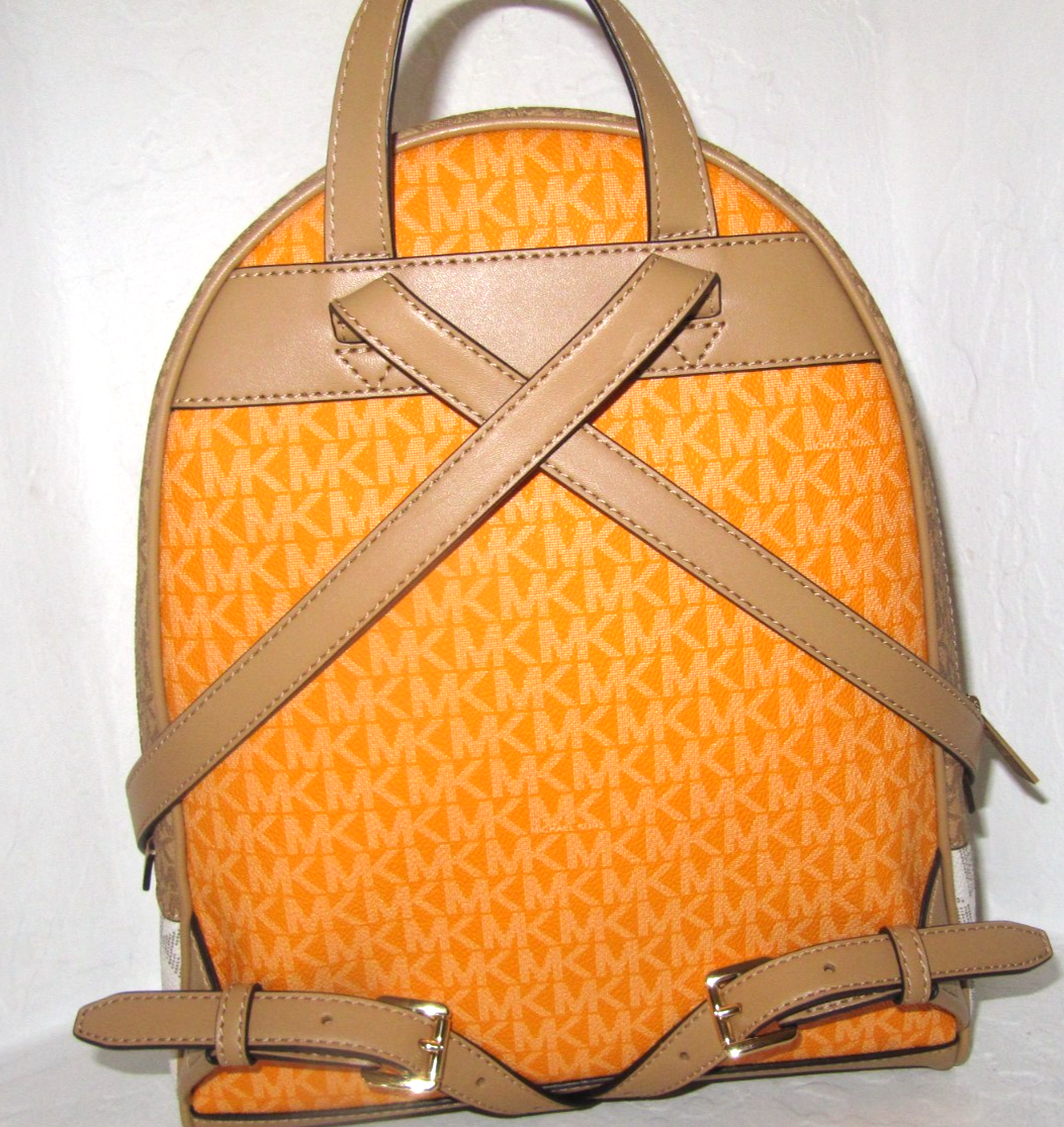 New Michael Kors Rhea Medium Colorblock Signature Logo Backpack Pop Orange Multi Michael Kors | Bags | Michael Kors Rhea Medium Colorblock  main image 4